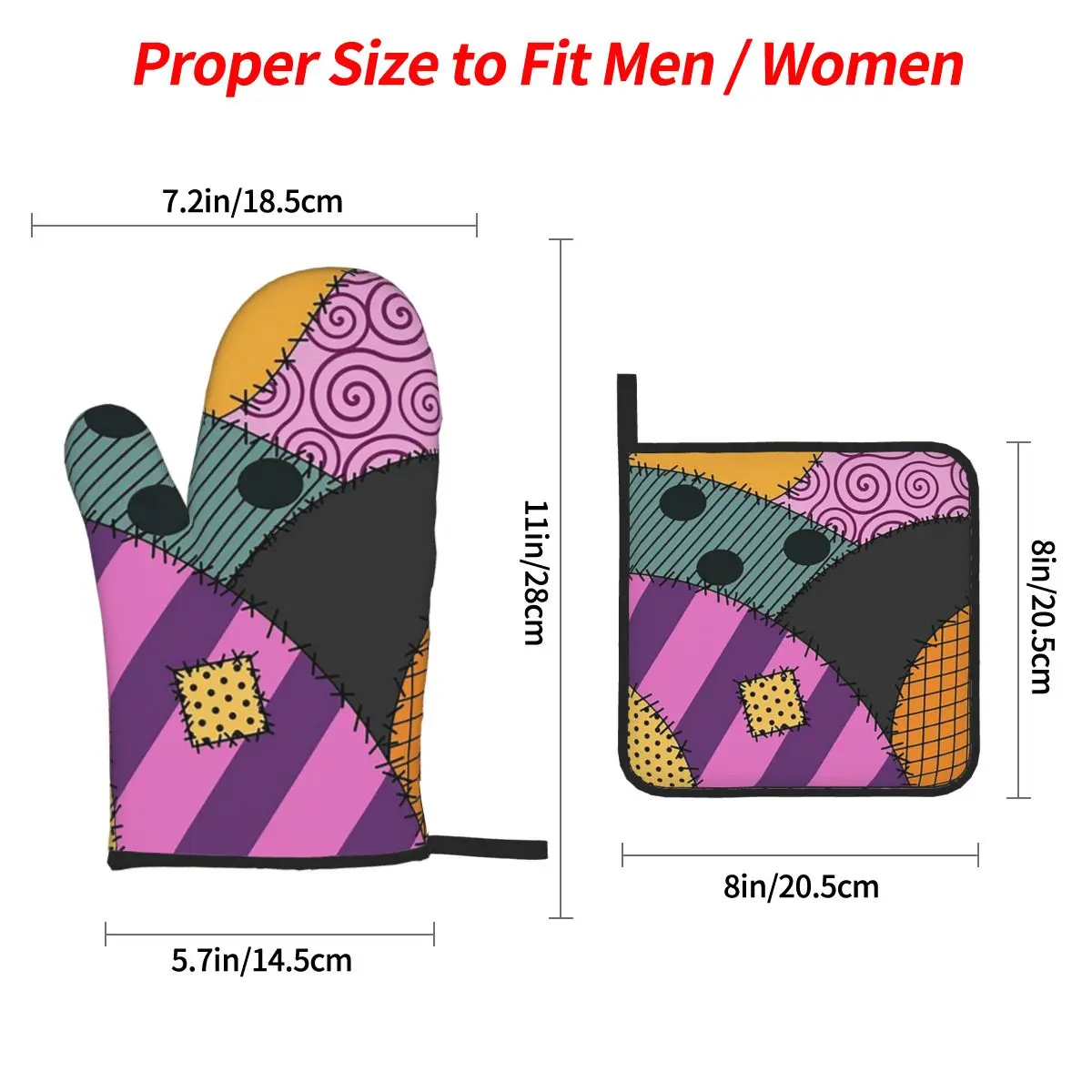 Sally Ragdoll Oven Mitts and Pot Holder Sets of 4 for Baking Kitchen Cooking Grilling Resistant Non-Slip Gloves