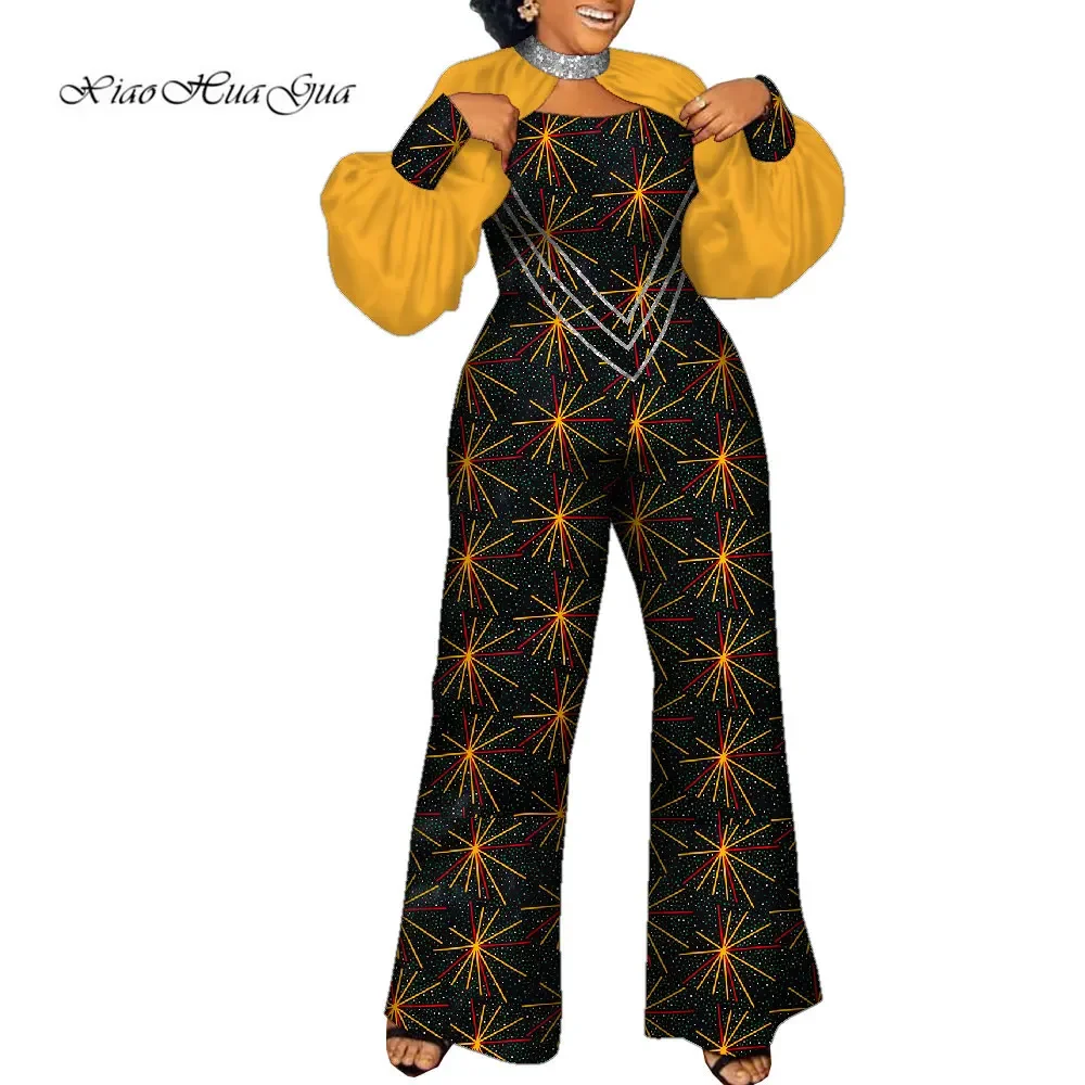 Dashiki africano para mujer, mono de manga larga, pantalones de pierna ancha, ropa de fiesta y boda, Wy9893
