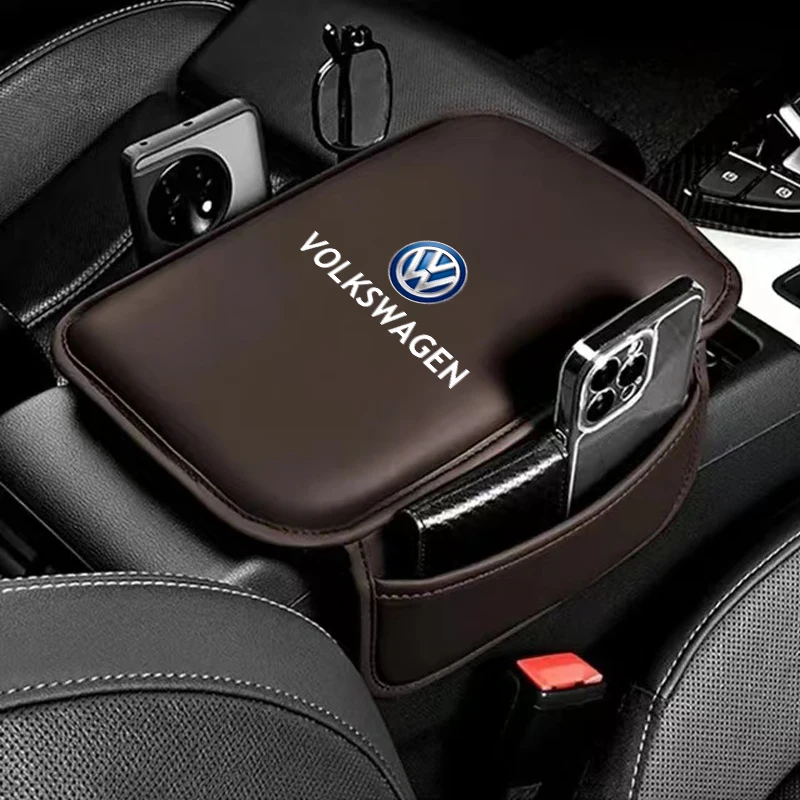 Leather Car Armrest Box Pad Auto Armrest Mat High Quality Accessorie For Volkswagen VW RLine R Golf GTI Amarok T5 Phaeton Tiguan