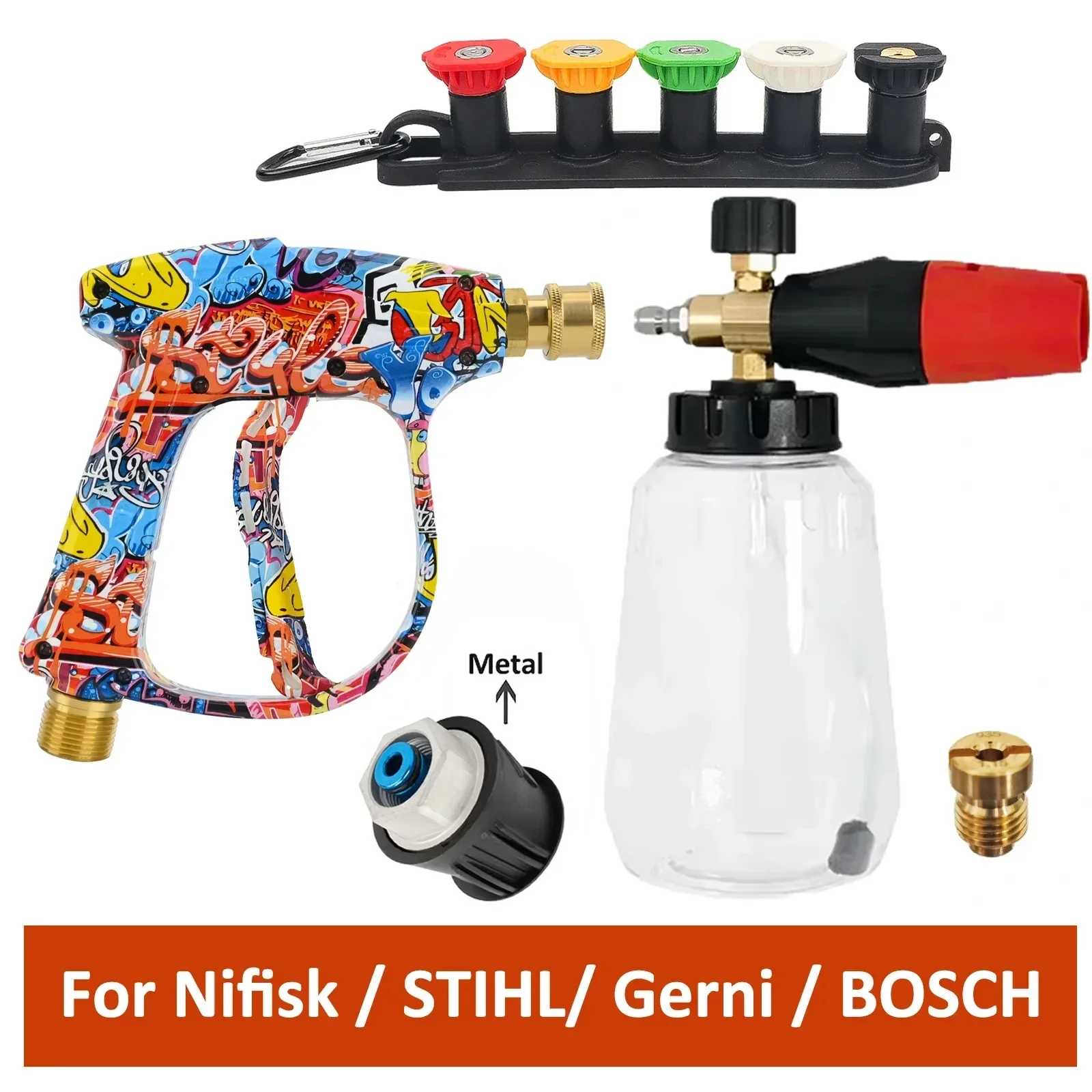 Karcher K2/Parkside/Lavor/Nifisk/Bosch Sneeuwschuimkanonset - Hogedrukreinigerpistool met 1/4" snelkoppeling voor autowassen