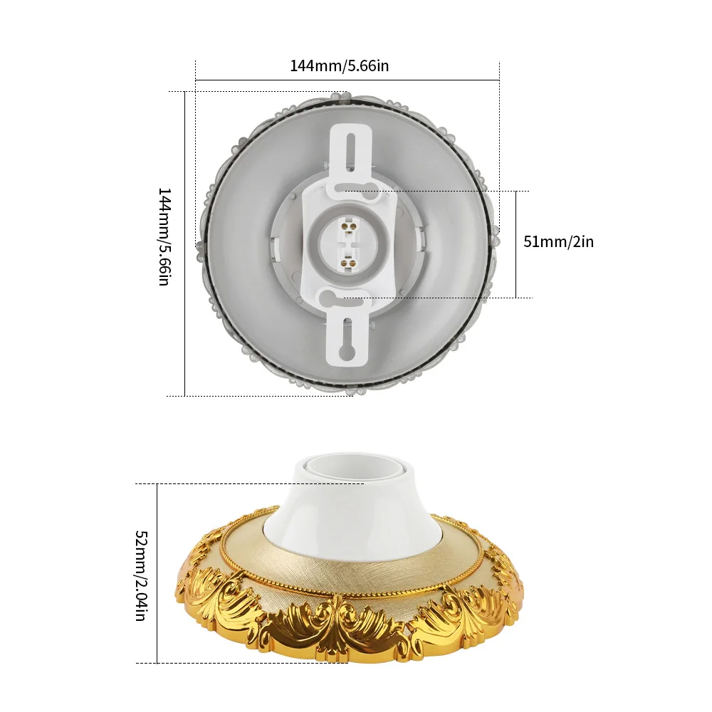 Gold Embossed European Style E27 Screw Cap Lamp Socket Holder ，Fireproof Material for Secure Bulb Fixing and Decorative Lighting