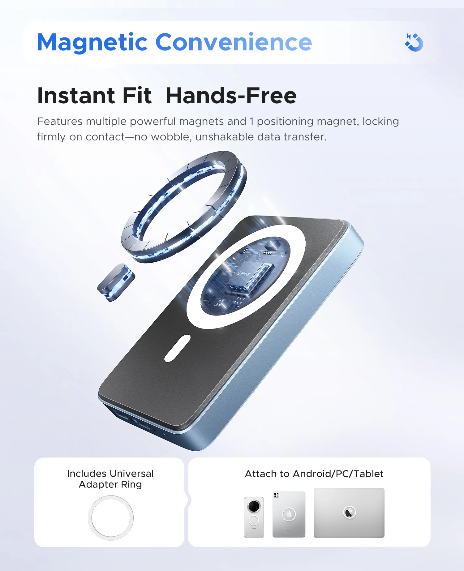 ORICO 10Gbps Magnetic M.2 NVMe SSD Enclosure with SD TF 3.0 Card Reader Audio USB C Ports PD100W for iPhone 17/16/15 Pro/ProMax