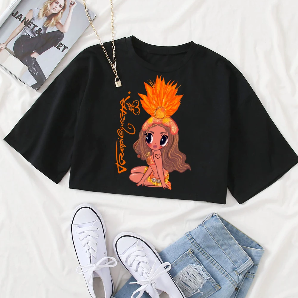 

Karol G TROPICOQUETA 2025 Shirt Women O-Neck Short Sleeves Crop Tops T-shirt Fans Gift