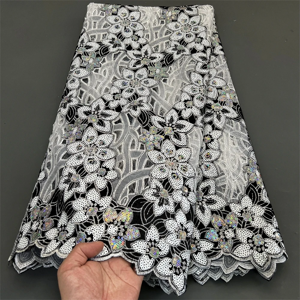 Hot African Nigerian Organza Embroidery Lace Fabric Guipure Party Gown Brocade Jacquard Wedding Dress High Quality 5Yards PS0032