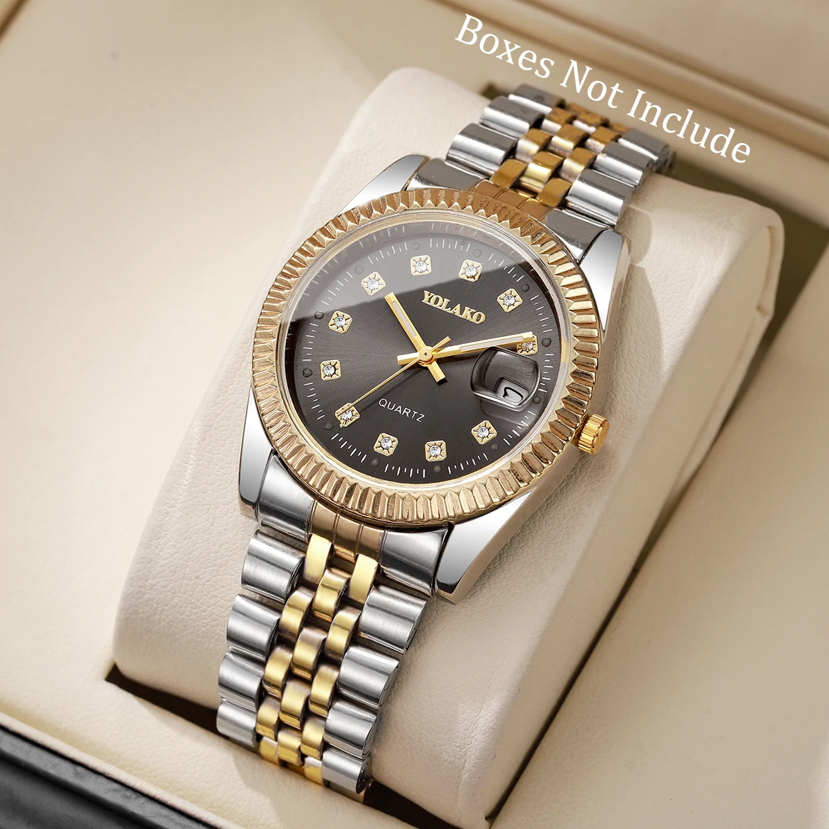 Luxury Men Business Watches Fashion Rhinestone Quartz Watch with Calendar Clock Gift（Without Box）