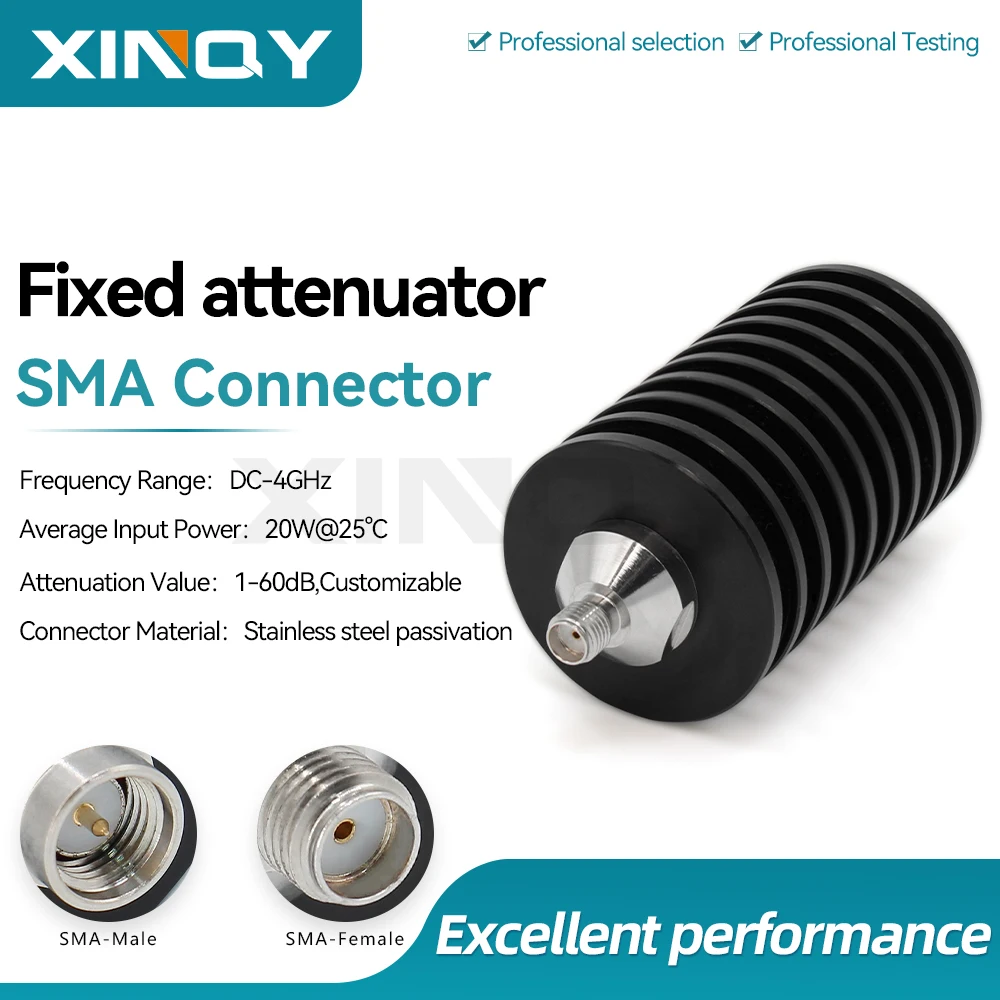 attenuatore-coassiale-fisso-xinqy-sma-dc-4ghz-20w-1db-3db-5db-6db-15db-20db-30db-40db