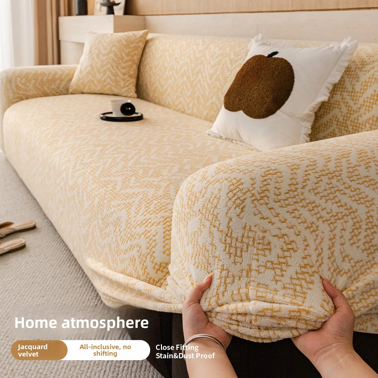 Thick Jacquard Sofa Cover for Living Room, Elastic Sofa Cover, L-Shaped Corner, 1, 2, 3, 4 Seater
