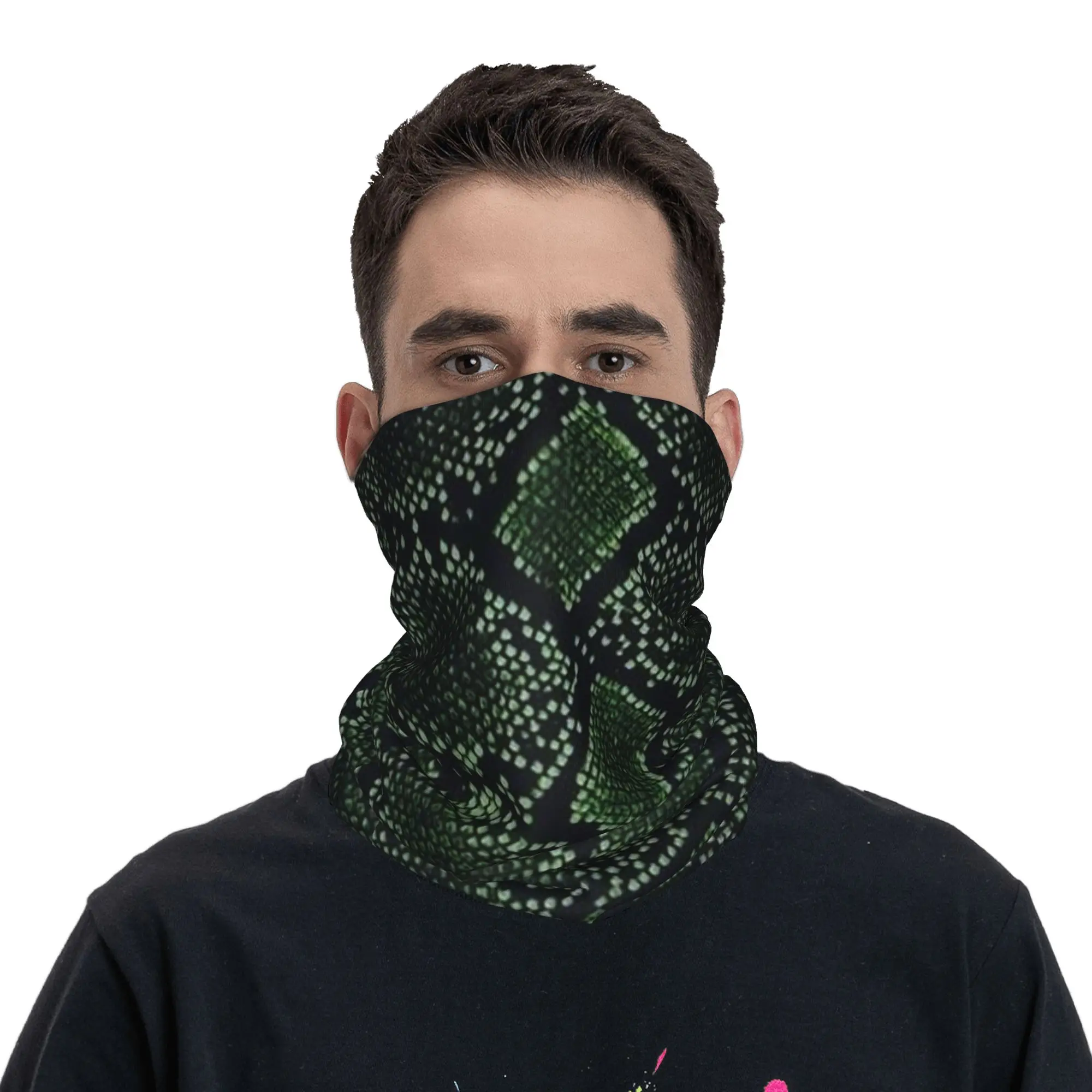 Snake Scale Patterned Crocodile Snake Skin Texture Bandana Neck Gaiter Printed Wrap Mask Scarf Headwear Outdoor Sports Unisex