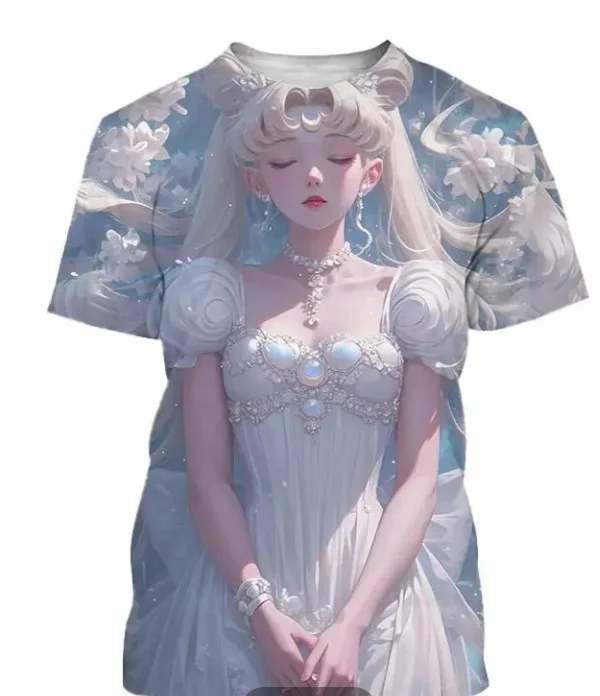 

Женская летняя футболка «Сейлор Мун» 2026-2027, в японском стиле, свободного кроя, с коротким рукавом и принтом «Лунный кролик»