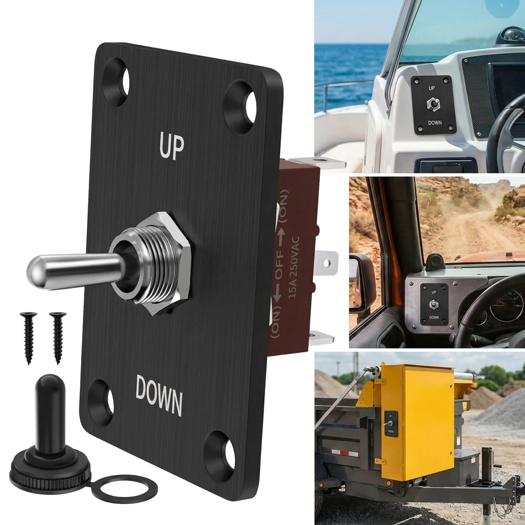 12V DC Heavy Duty Toggle Switch 30A Waterproof 2 Pin SPST with Mounting Panel And Weatherproof Cap for Automotive image 3