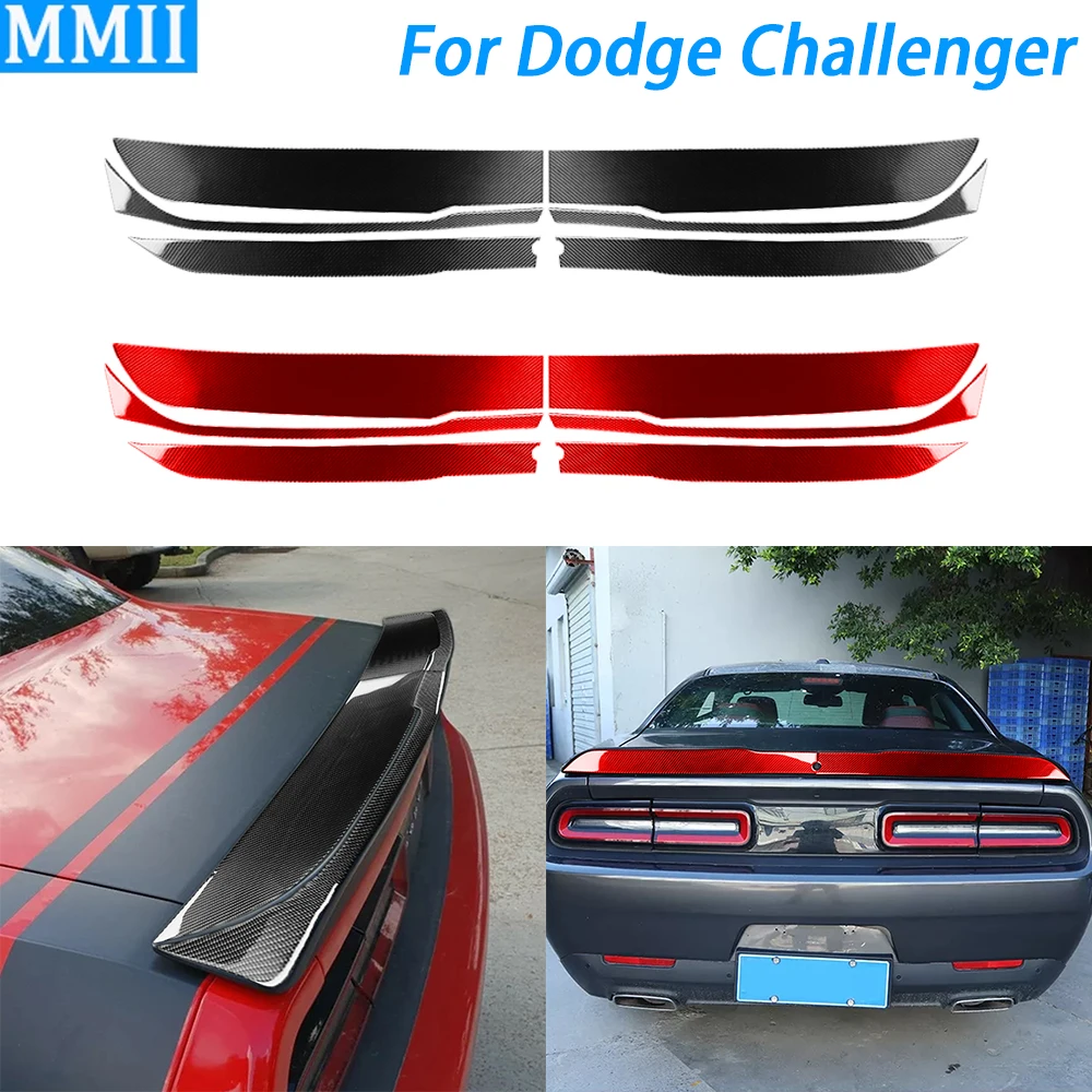 For Dodge Challenger 2015-2022 Carbon Fiber Rear Trunk Spoiler Wing Panel Decorative Cover Car Decoration Accessories Sticker