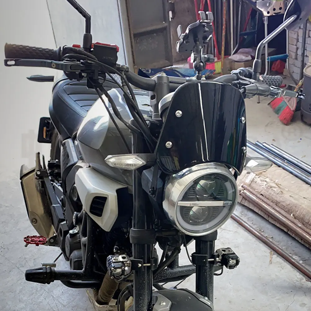 

Dirt Bike Windshield Motorcycle Windscreen Front Headlight Windscreen Bevel Edge Black Finish Wind Reduction Debris Protection