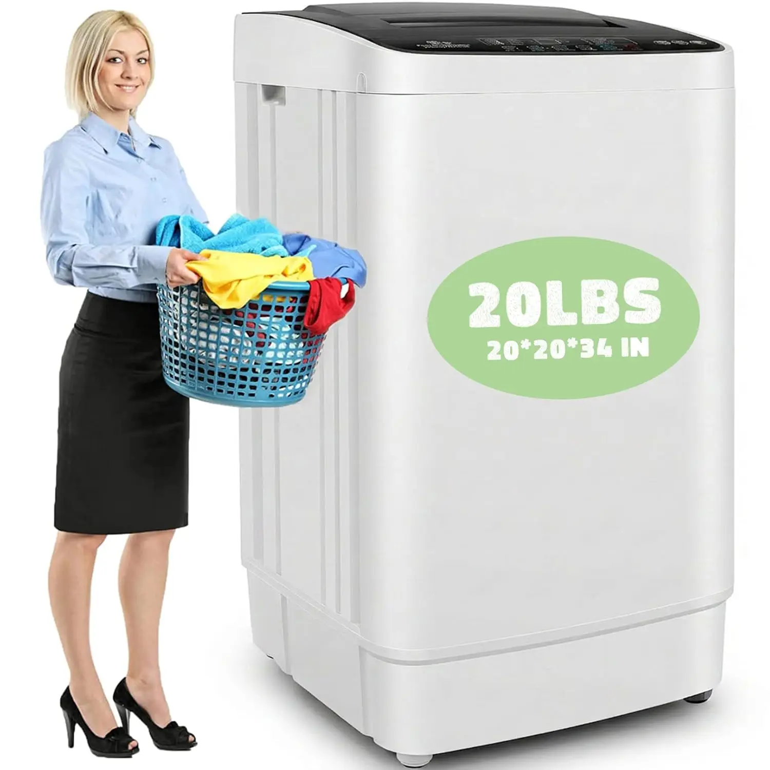 Portable Washing Machine for Apartment, 20Lbs Hot Cold Water Inlet | Portable Washer Dryer Combo, Drain Pump, 3, Customized