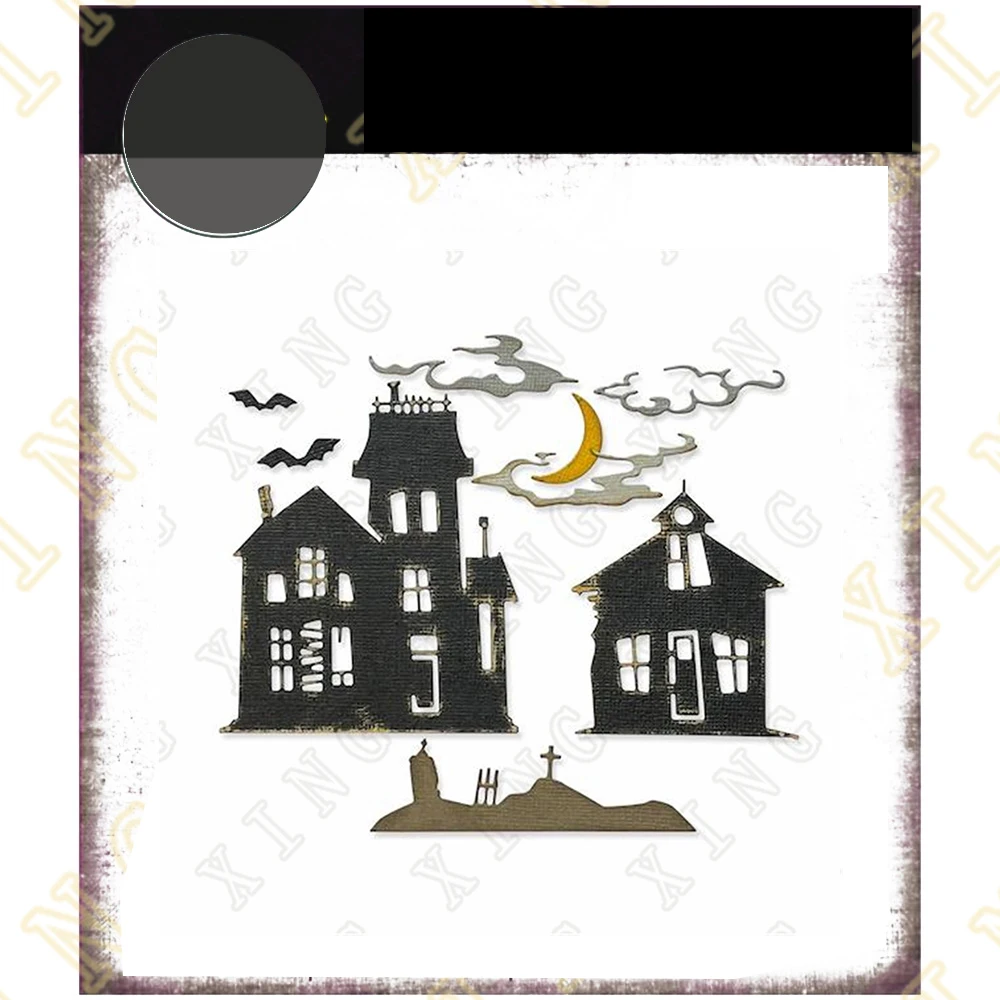 Halloween Night Haunted Cveyard Colorize Die Metal Cutting Dies Scrapbook Decoration Embossing Template DIY Make Card 2024