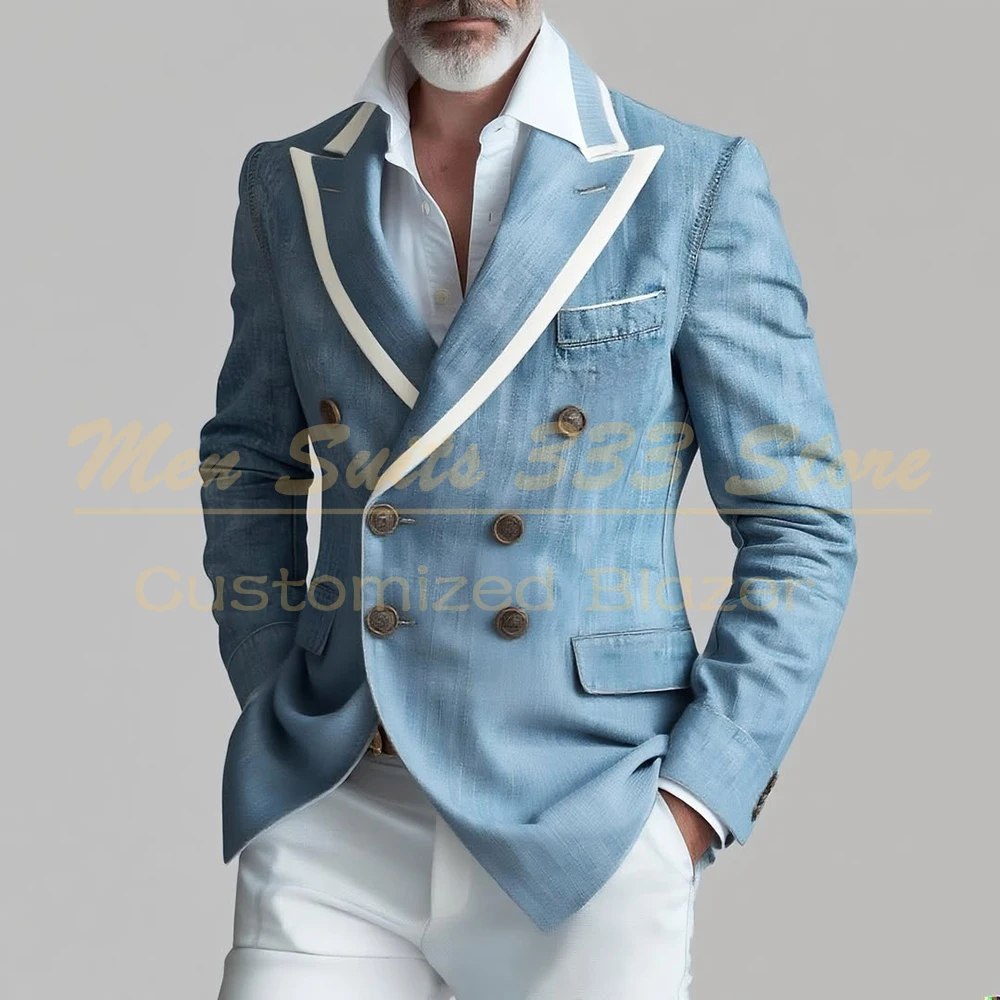 مزدوجة الصدر الذروة التلبيب الرجال الدعاوى موضة ملابس الذكور غير رسمية عالية الجودة 2 قطعة سترة السراويل مجموعات كاملة زي أوم