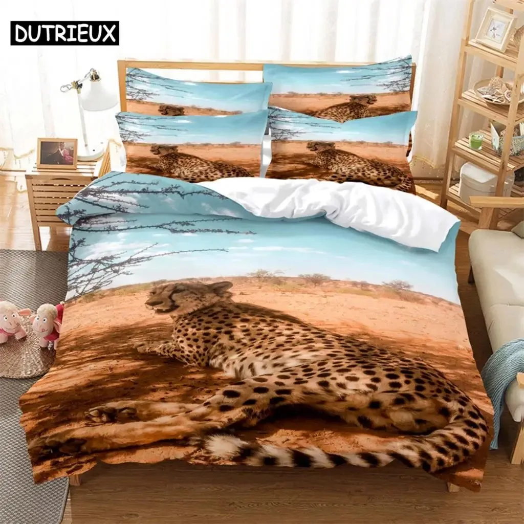 

Leopard 3D Digital Bedding Sets Home Bedclothes Super King Cover Pillowcase Comforter Textiles Bedding Set bed cover set