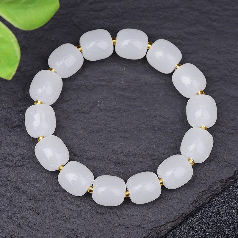 White Jade Bracelet, Bamboo Joint Bracelet, Male and Female Joint Master Jewelry