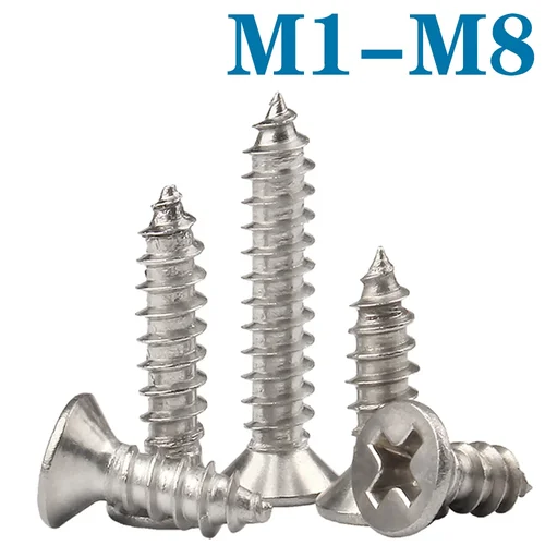 10-50 Uds M1-M8 304 tornillos autorroscantes de cabeza plana avellanada empotrada cruzada de acero inoxidable tornillo de madera