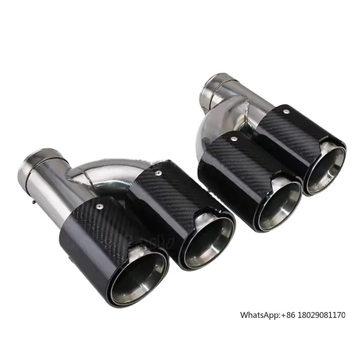 MP H Type Dual Outlet Carbon Fiber Chrome Exhaust Tips for BMW 525i 528i 530i G30 G31