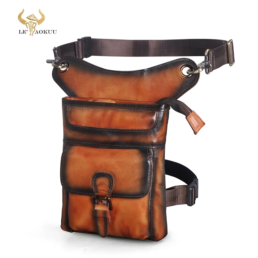 

2022 Quality Leather Designer Travel Small Cross-body Bag Fanny Waist Belt Pack Drop Thigh Leg Bag Phone Pouch For Men 211-12