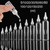 5ml/10ml/20ml/30ml/50ml-200ml Clear Tip Squeeze Liquid Dispensing Bottles Plastic Nozzle Clear Empty Dropper Bottle 