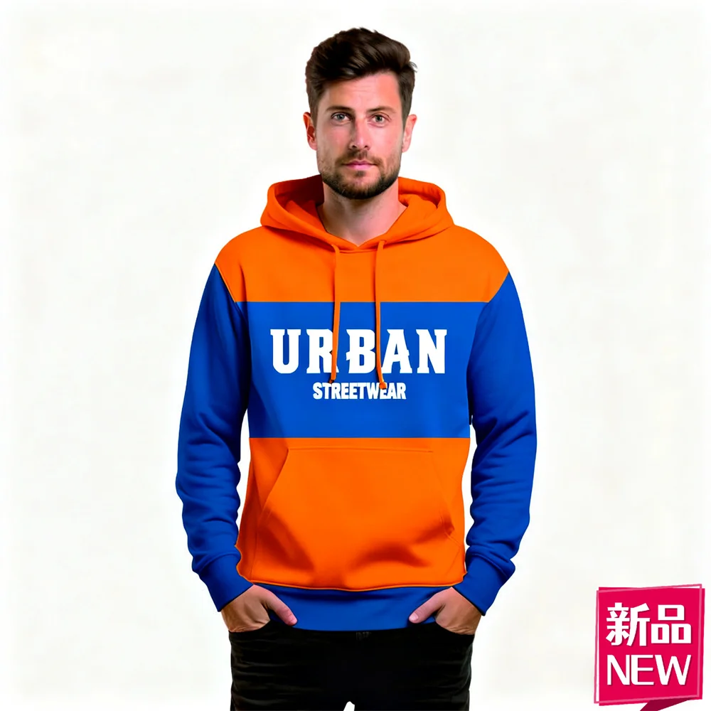 

Fashion Color Block Graphic Men's Hoodies Simple Design Urban Street Hooded Clothes Autumn Winter Outdoor Casual Clothes For Men