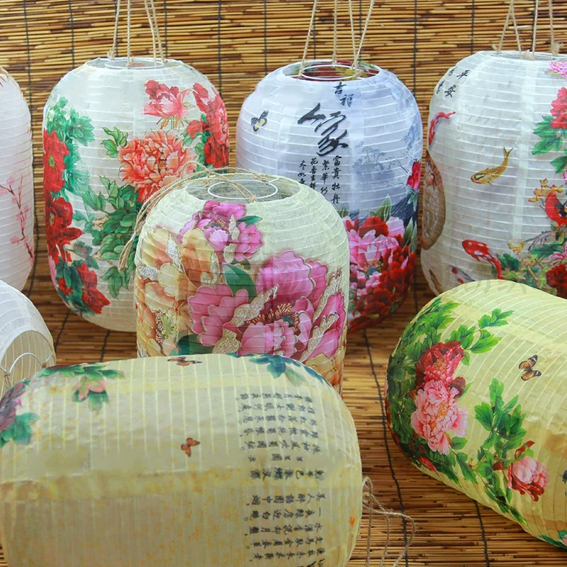 Chinese Oriental Style Lantern Japanese Style Hanging Lamp Outdoor Waterproof Cloth Lantern Festival Wedding Party Home Decor