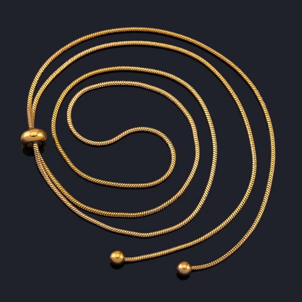 Cadena ajustable de Chians de serpiente redonda de acero inoxidable, 1,3mm, con cuentas de silicona para hombres y mujeres, collares, fabricación de joyas DIY, 2 uds., 1 ud.
