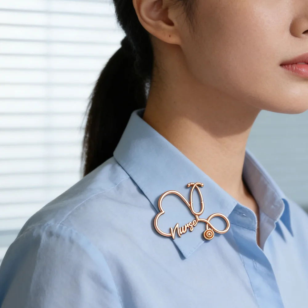 Hanreshe Nurse Stethoscope Pin Brooch Medical Original Nursing Jewelry Lapel Backpack Badge for Doctor Medicine Student Gifts
