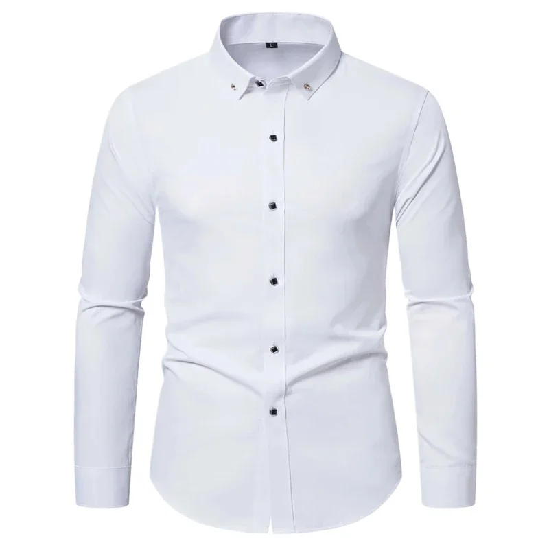 

Мужская рубашка, торжественное платье, корейская мода, сорочки с длинным рукавом, Hommes, большие размеры, мужские свадебные деловые рабочие рубашки на пуговицах