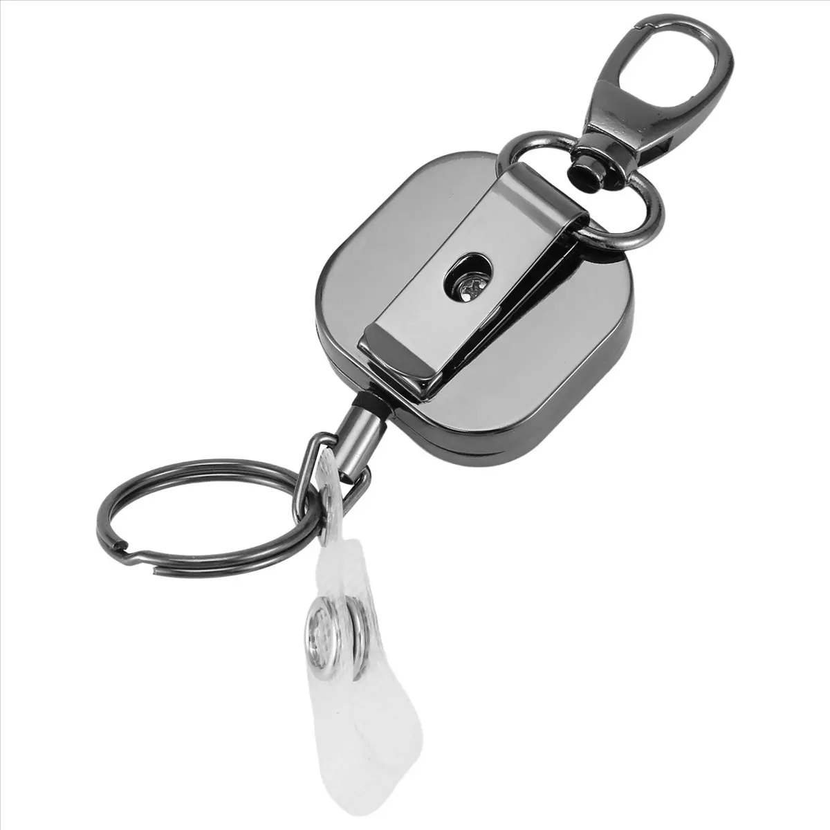 &A90P& Heavy Duty Metal Retractable Carabiner Keychain Belt Badge Reels Clip 28.3Inch Reinforced Steel Wire Cord