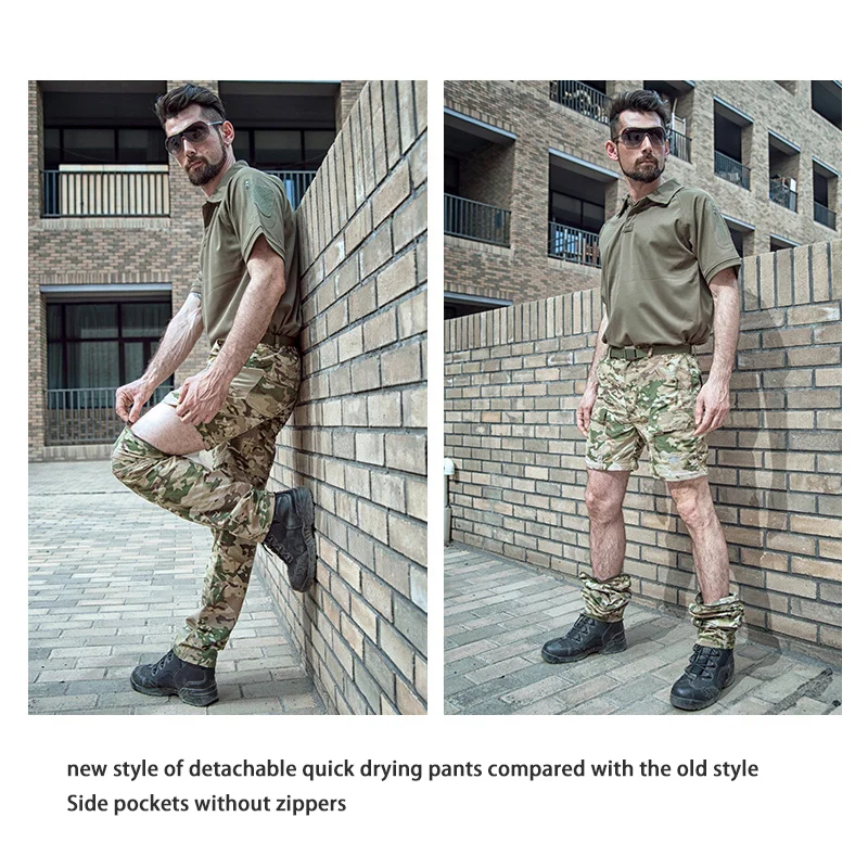 Tactical Men Detachable Pants Shorts Camouflage Outdoor Quick-Dry Climbing Hiking Male Sports Camping Trekking Military Trousers