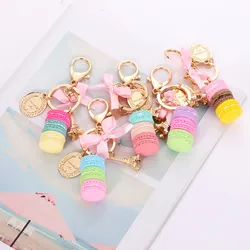 2022 Fashion Cute Macaron Cake Keychain Holder Korean Charm Handbag Car Pendant Accessories Jelewlry Gifts