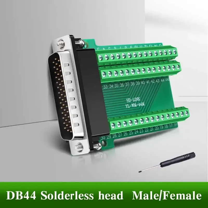 1pc HDB44 Welding-free Connector Adapter 3 Rows DB 44 Pin Male Female Connectors P pin Plug DB44 Transfer Terminal Board