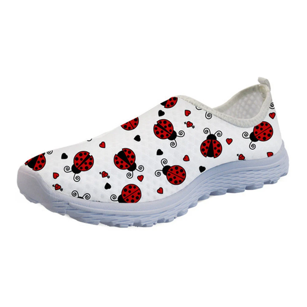 

Cute Ladybug Print Summer Flats Women Casual Shoes Light Mesh Ladies Sneakers Woman Loafers for Teen Girls Slip On Footwear