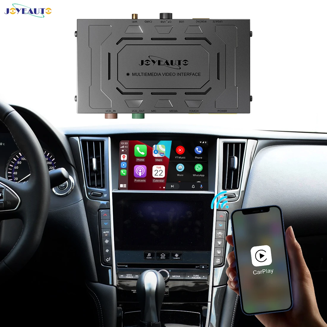 JoyeAuto Wireless Apple CarPlay for Infiniti Double Screen 2013-2015 Q50 Q50S Q60 Q50L Android Auto Mirror-Link Car Play Airplay