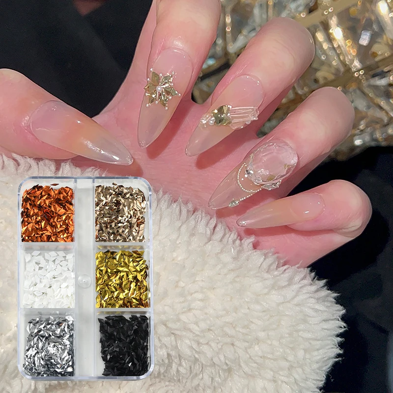 Mini rombos con parte posterior plana de 6 rejillas, diamantes de imitación para decoración de manicura DIY