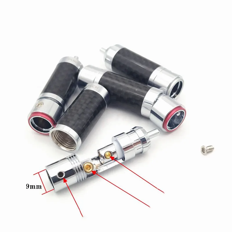 Furutech-terminal de bloqueo automático sin soldadura, conector de fibra de carbono chapado en rodio, RCA, cabeza de loto, CF-102(R)