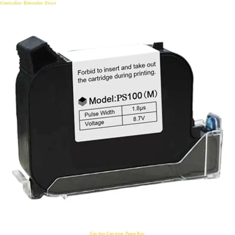 PS100(M) Quick Dry Black Inkjet Cartridge for Handheld Inkjet Printer, Works on Paper Fabric Ceramics Glass Various