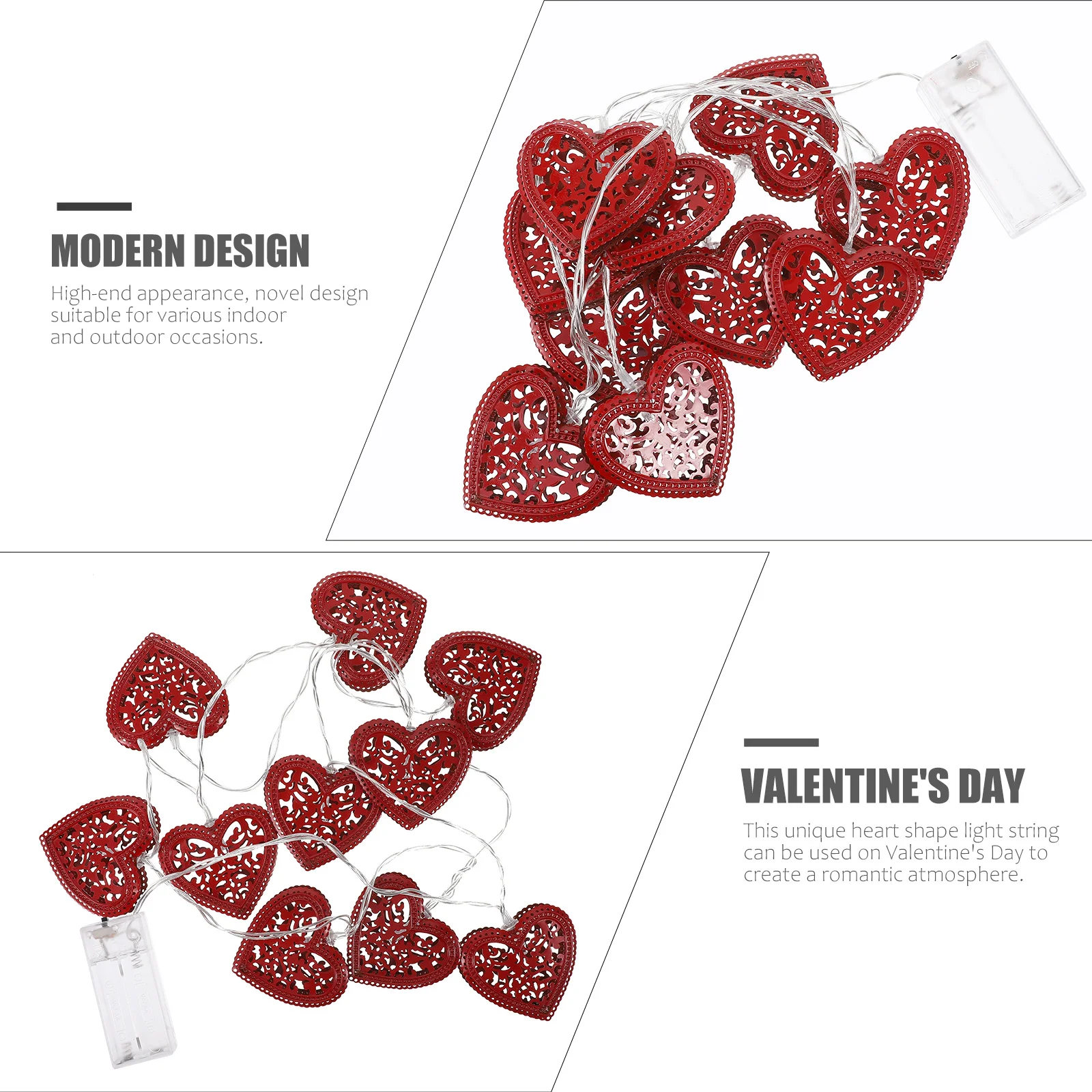 1 مجموعة شكل قلب مصباح سلسلة الأحمر Led سلسلة ضوء لعيد الحب رومانسية الديكور ثلاثية الأبعاد الحديد المطاوع الزينة الإبداعية