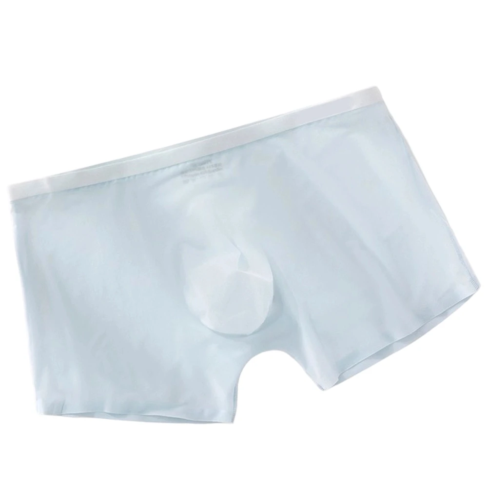 Men Thin Mesh Ice Silk Lingerie Ultra Hot See Through Boxer Shorts Breathable Underwear 3D Bulge Pouch Trunks Loose Underpants