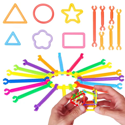 65/130pcs Building Block Sticks Interactive Game DIY Splicing Assembling Handicrafts Supplies Creative Magic Birthday Gift XJM