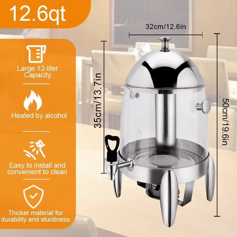 12L Large Capacity Beverage Dispenser Hot Cold Drink Machine for Home Party Alcohol Heating Function Durable Plastic Jug Hot