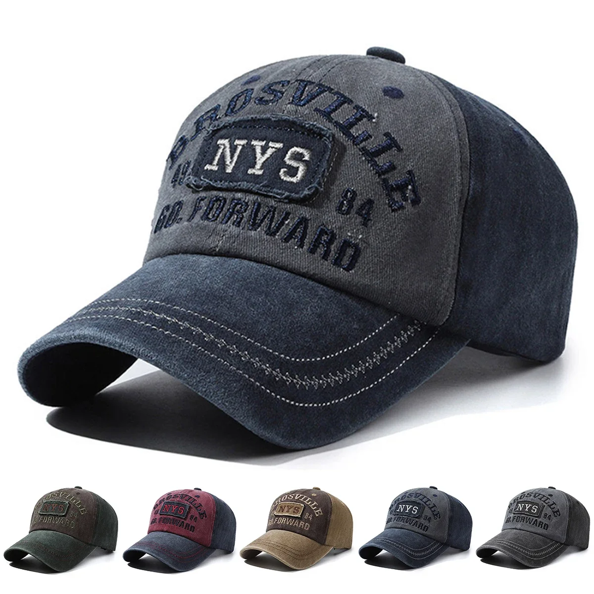 Unisex NYS Embroidery Wash Baseball Caps Spring and Autumn Outdoor Adjustable Casual Hats Sunscreen Hat