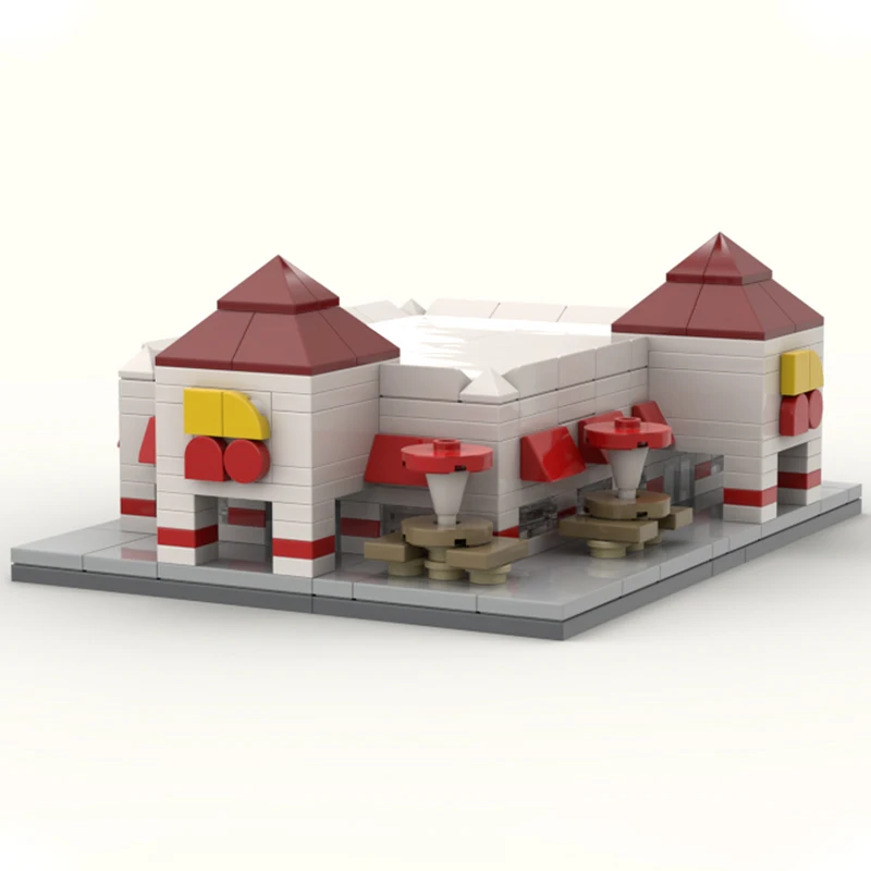 

430 деталей MOC N Out Burger: Модульный городской пейзаж, мини-модель, строительные блоки, конструктор, рождественский подарок, креативная идея для самостоятельной сборки, кирпичики