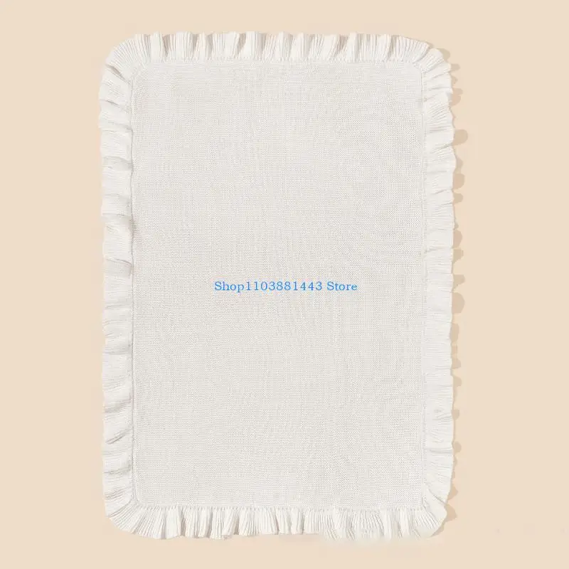 

Q6RE детское одеяло для новорожденных, хлопковое вязаное полотенце с рюшами, мягкое и дышащее одеяло на осень-зиму 75x95 см