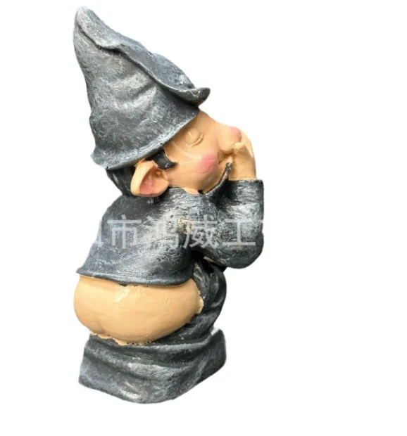 

New cartoon 3D figurine gnome with a potty mouth and white beard for your garden - funny and quirky decoration!
