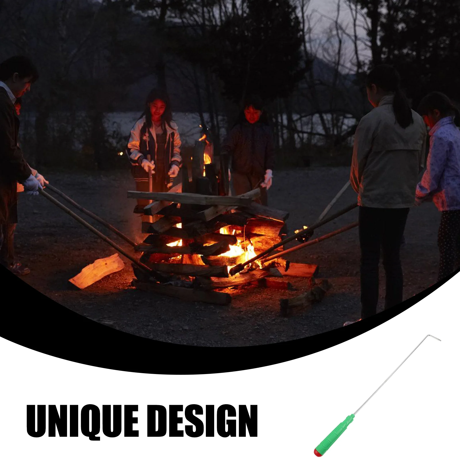 Portable Fire Poker Outdoor Indoor Fire Pit Poker Fireplace Fire Pit Tool Fireplace Poker Tool metal fire poker