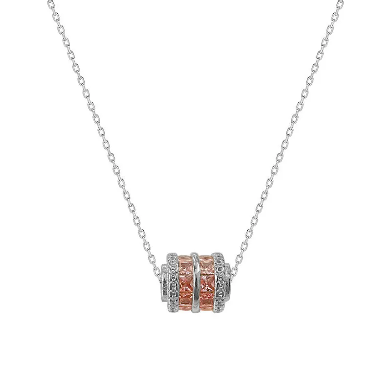 Pink Zircon Small Man Waist Pendant Necklace Women 925 Sterling Silver Personalized Simple Korean INS Jewelry