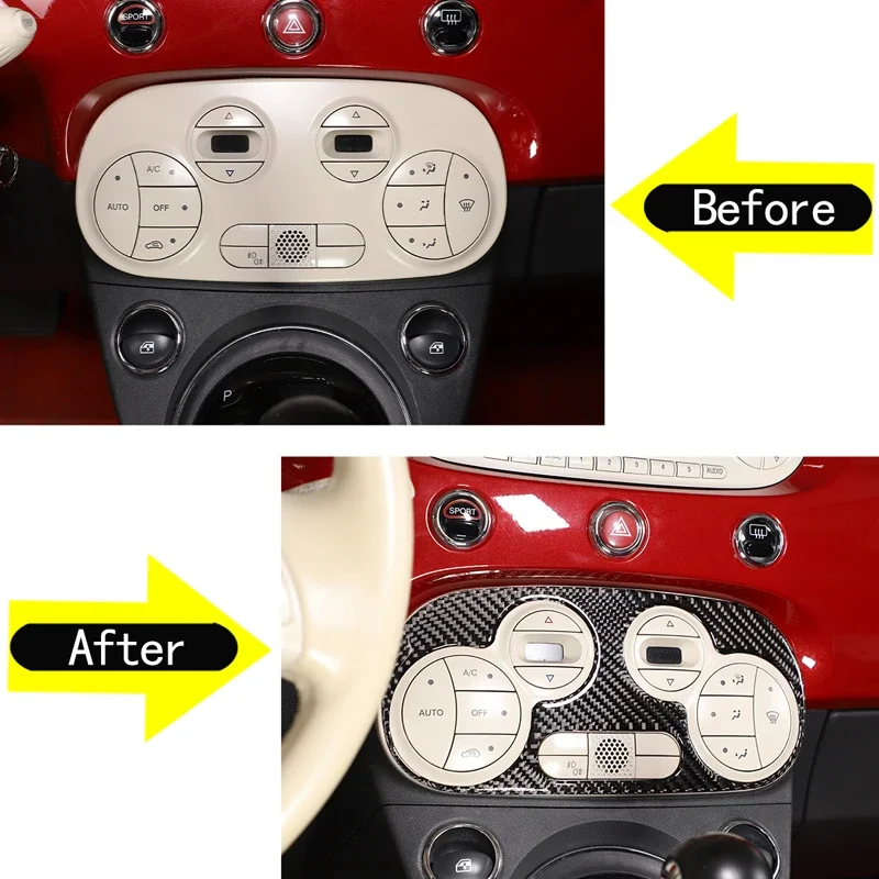 

For 2011-2019 Fiat 500 Soft Carbon Fiber Style Center Control Air Conditioning Switch Panel Cover Trim Sticker Car Accessories